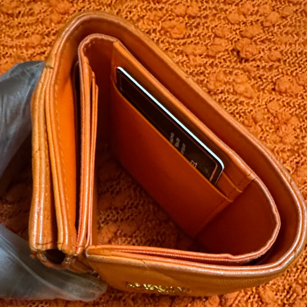 Chanel Gold Logo Orange Quilted Wallet - Picture 10 of 13